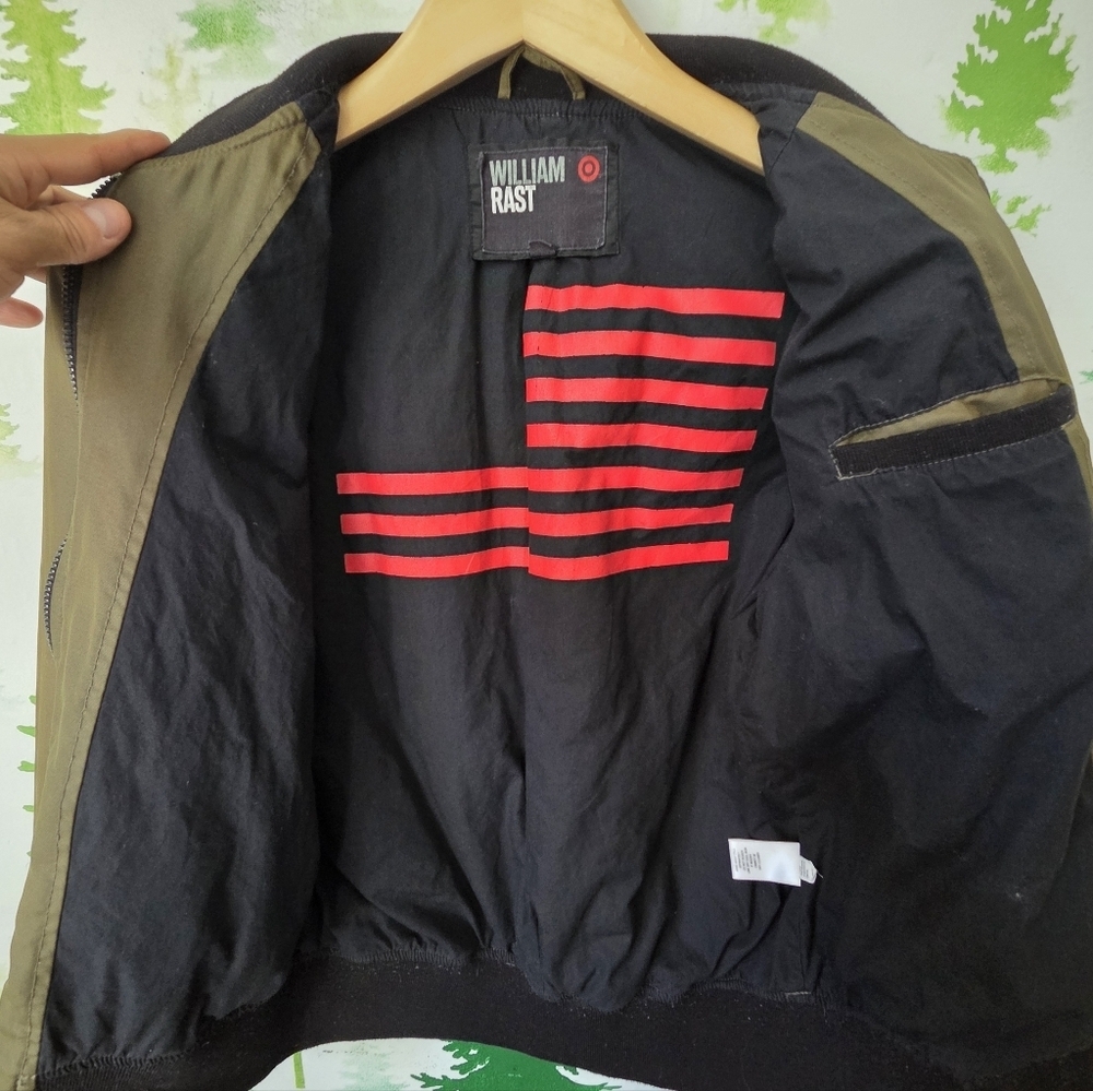 William Rast For Target Olive Bomber Jacket with Black Trim - Picture 5 of 12